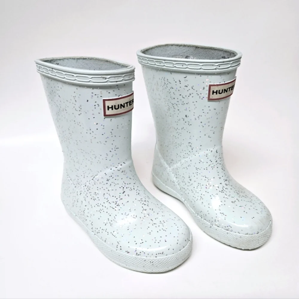 Hunter Glentle Blue Glitter Rain Boots UK6 US 7